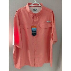 NWT Habit Men's Breakwater Solar Factor Button Shirt 2XL Tea Rose/Salmon Color